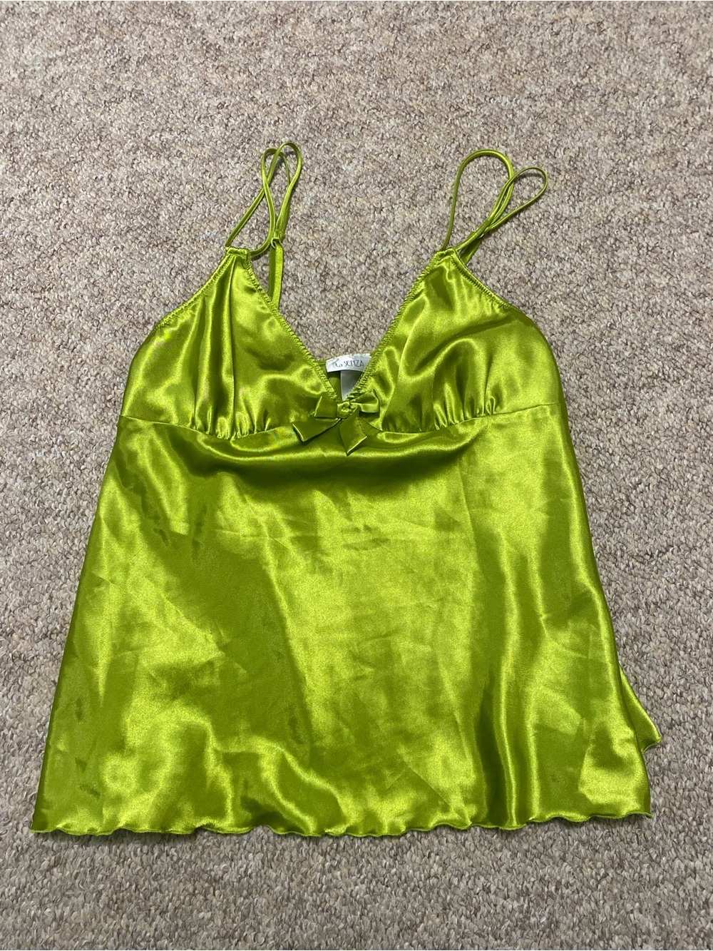 La SENZA Y2K/2010s Silky Lime Green Cami Tank Top